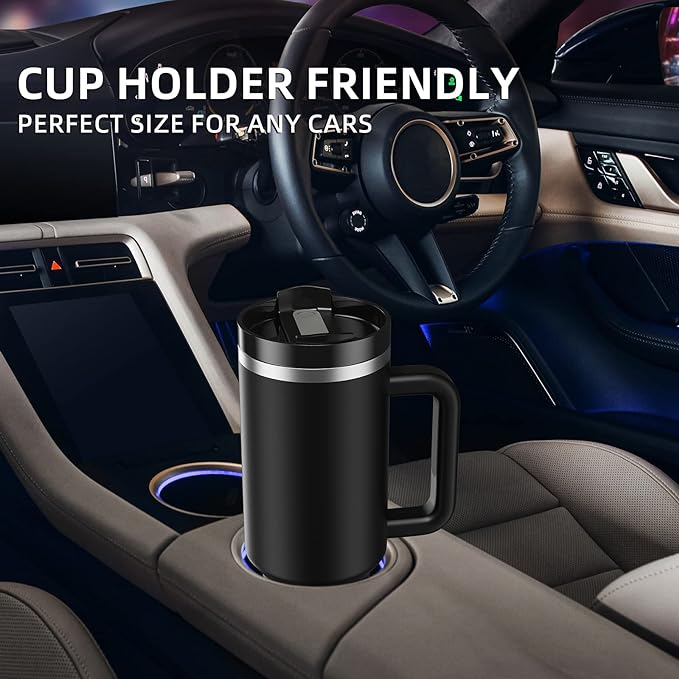 Insulated Stainless Steel Tumbler, 40 oz, Double-Wall Vacuum Insulation, Leak-Proof Lid, Travel Mug, BPA-free, 304 Stainless Steel, Black Color